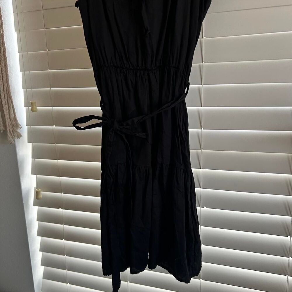 STARK X black ruffle tie waist mini dress XS romantic coquette preppy - Picture 5 of 6